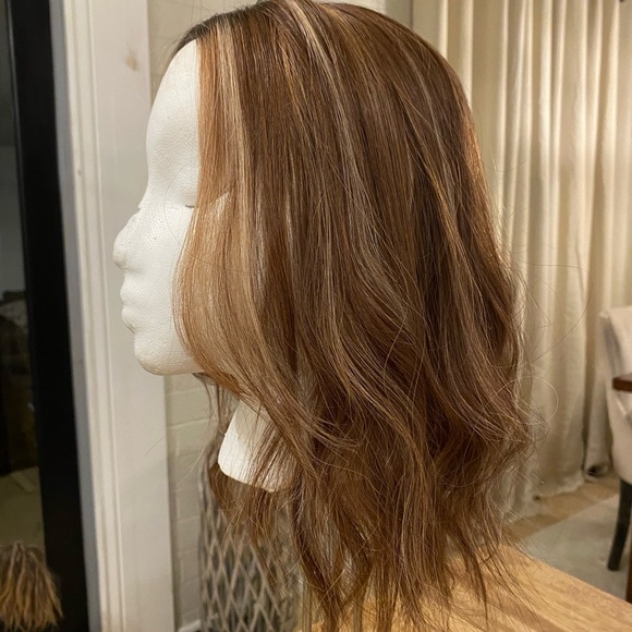 100% Remy Human Hair Uniwigs brand Hair Topper Brown with highlights NEW !!!! - Picture 2 of 11